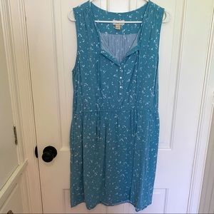 LOFT Soft Blue with White Pattern Dress | L